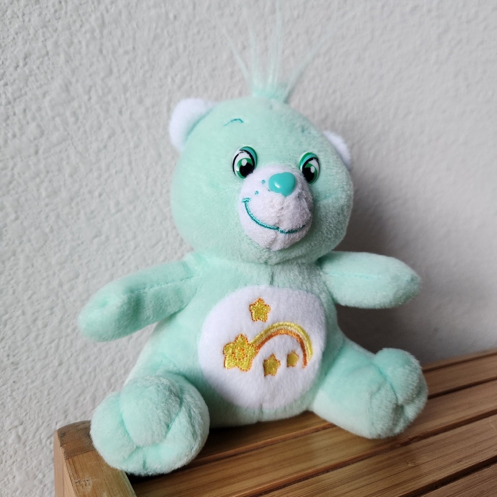 Nanco Care Bear Wish Bear Plush 6" Stuffed Animal Shooting Star Mint Green 2003